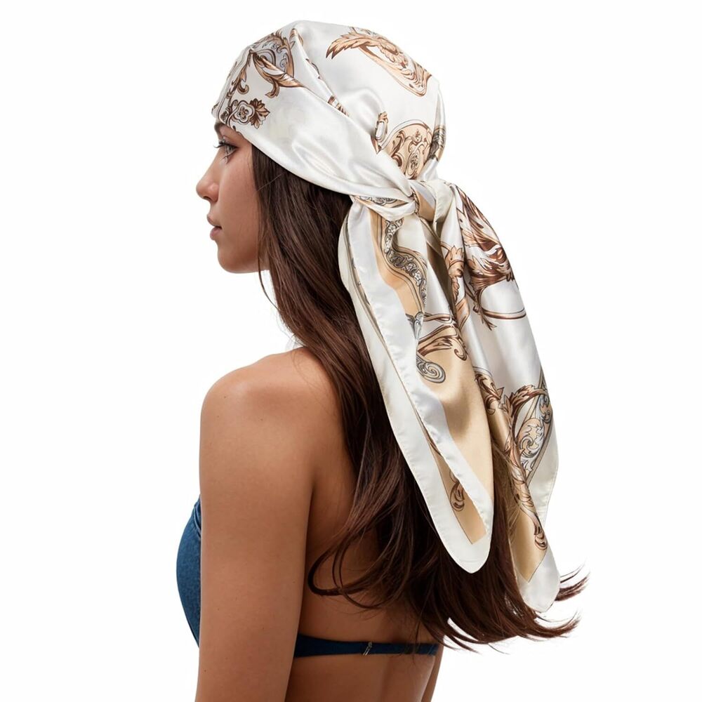 Head Scarf for Women Like Silk Scarf Hair Scarf Printed Square Scarf
